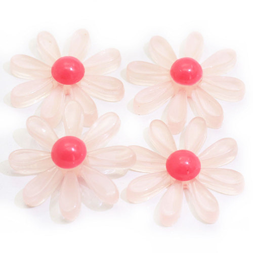 Transparente rosa Major Mini niedlichen blumenförmigen Harz Cabochon für Mädchen Kleidungsstück Haarschmuck Perlen Charms
