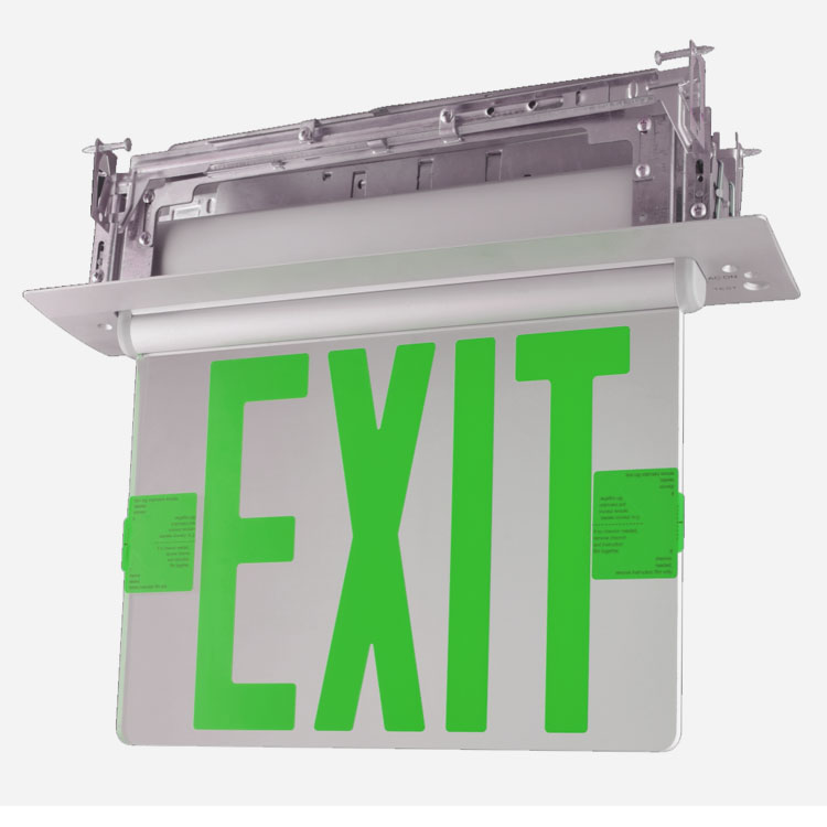 Recessed Aluminum edge-lit Exit Sign 6 inch acrylic panel aluminum housing - JREEL1GC