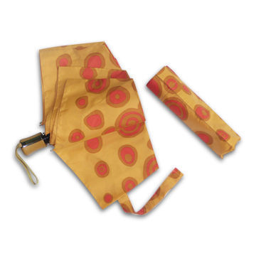 3-fold Automatic Open Umbrella for Women, Made of Pongee Print Fabric, with Plastic Handle