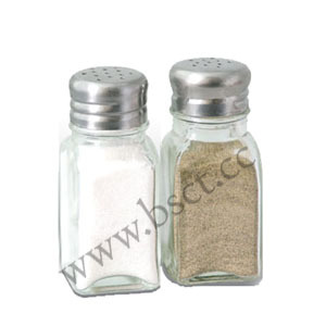 2 oz. Square Glass Salt and Pepper Shakers/pot