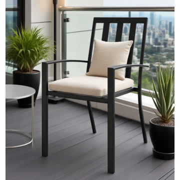 Rattan Garden Chairs Carbon Steel Outdoor Chair in Black Supplier