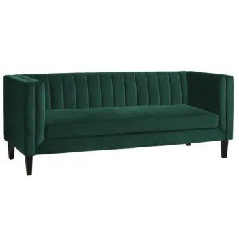 High Quality Wooden Legged Emerald Green Velvet 3 Seater Sofa for Home Living and Weddings