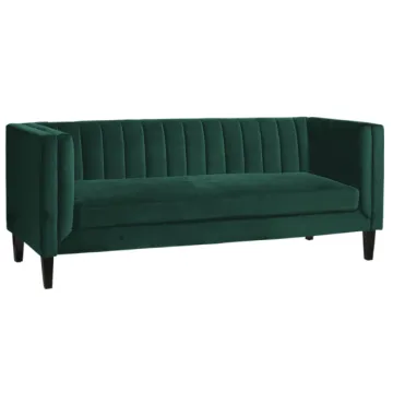 High Quality Wooden Legged Emerald Green Velvet 3 Seater Sofa for Home Living and Weddings