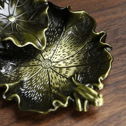 Arabic Mini Incense Burner Lotus Leaf Design Metal Backflow Coil Incense Wholesale