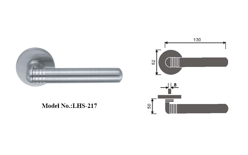 Stylish Solid Door Handles with Round Rosette 