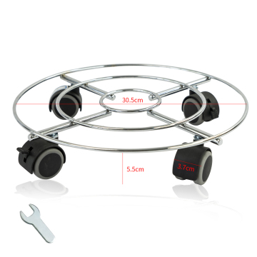 Chrome Metal Plant Caddy with Lockable Wheels for Heavy Duty Use