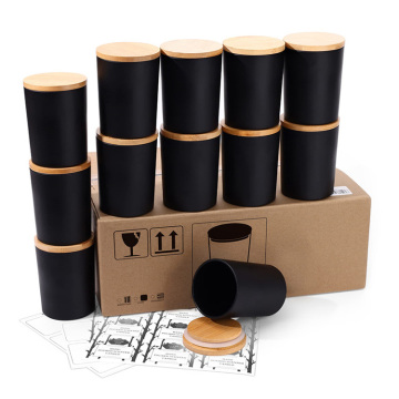 ขวดเทียนแก้วนูน - สีขาว - สีขาวและสีดำ 10oz &amp; 4oz vaso de vela para เทียนกลิ่นหอม