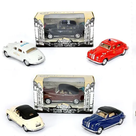 Wholesale 1:32 Scale Vintage Alloy Police Car Pull-Back Convertible Classic Diecast Toy