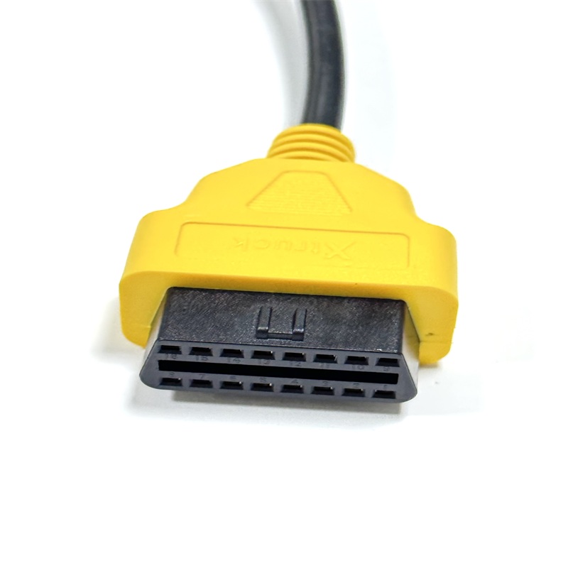 OBDII 16Pin Female to CUMMINS 9Pin Male Diagnostic Cable, Yellow-Green Overmold