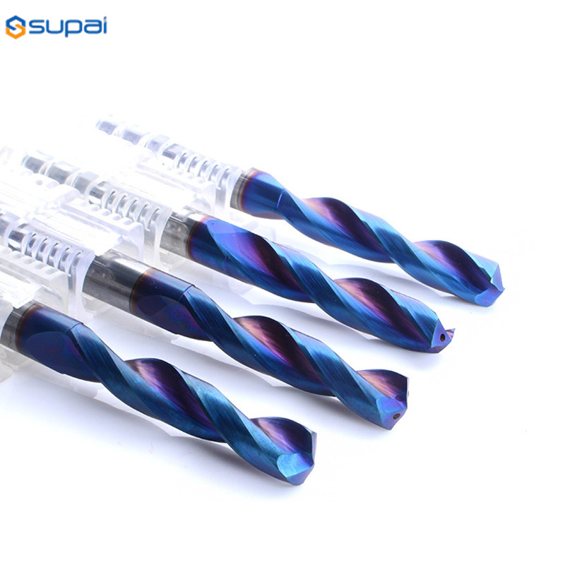 Inner Through Coolant Hole 5D Nano Blue Spiral Flute Twist CNC Drill Bit 