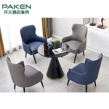 Modern Metal Table and Chair Set with Marble Top Round Coffee Table for Hotels and Restaurants