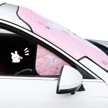 Cute Cartoon Aluminum Film Waterproof Car Front Windshield Anti-Snow Cover for Ladies