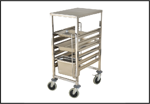 Stainless Steel Single-line GN Pan Trolley With Top Board