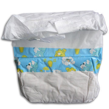 Baby Diaper, Prevents Side Leakage, with Sticky Tapes and PE Back Film