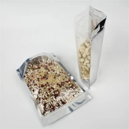 Front clear American almonds silver zipper bag