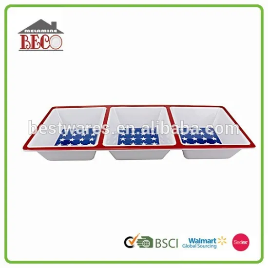 Square design useful star printed melamine devide plate