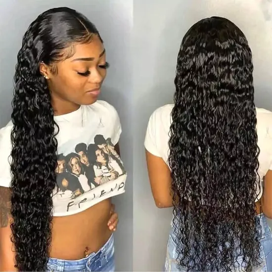 Hot Sale Wet And Wavy Lace Front Wig Wholesale 180% Density Long Transparent Swiss Water Wave 13X4 Pre-pluck Lace Wig