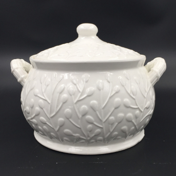 Wholesale Commercial White Ceramic Soup Pots with Lids