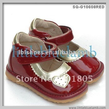 Heart design red squeaky shoes, baby shoes SQ-G10608RED