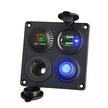 Panel Mount USB C Car Voltmeter Kit 4.5V5A 22.5W+22.5W Switch Panel