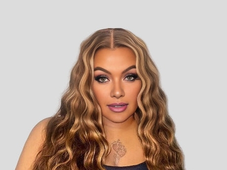 Glueless Honey Blonde Highlight Loose Wave Human Hair Wig 22inch 180% Density