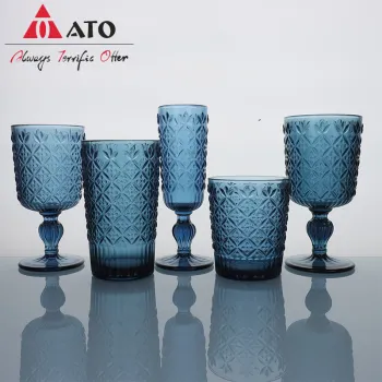 Vintage Glassware Water Goblets Drinking Colored Stemware