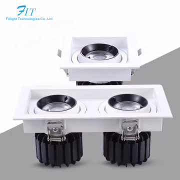 1/2/3 Heads 8W-20W LED COB Adjustable Recessed Downlight Grille Lights