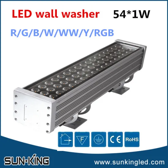 Factory price wthie/green/blue/rgb 54W led 600mm wall wash light, 54x1W wallwasher led