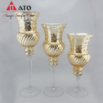 Gold color hurricane with Christmas Candle Holder