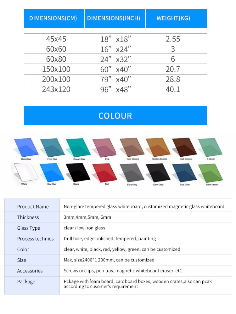 90x120cm Glass Whiteboard