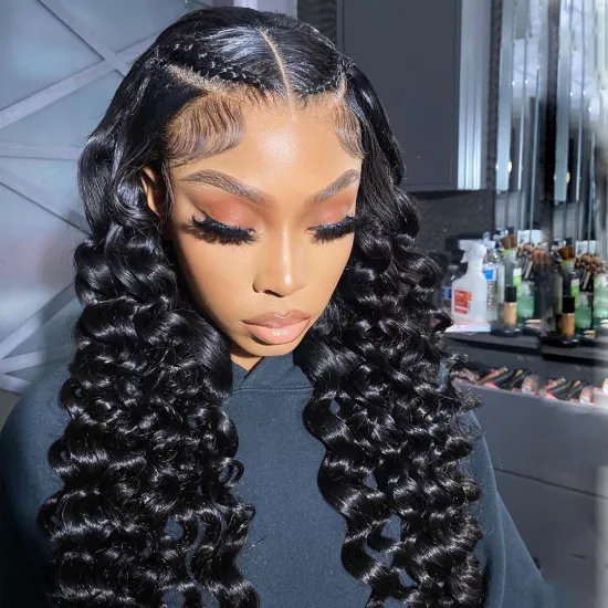 Raw Brazilian Virgin Human Hair  Loose Deep Wave Hd Full Lace Front Human Hair Wig Transparent Lace Frontal Wig For Black Women