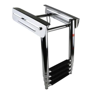 4 Step Ladder 316 Stainless Steel Under Platform Slide Mount Telescoping Boarding Ladder Boat Ladder
