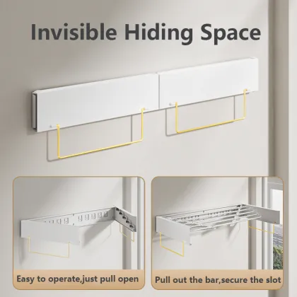 2024 New Retractable Clothes Drying Rack with Hook, Foldable for Home Use