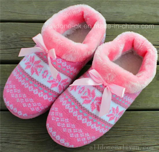 Women′s Knit Indoor Slippers Fashion Ladies Warm Slipper