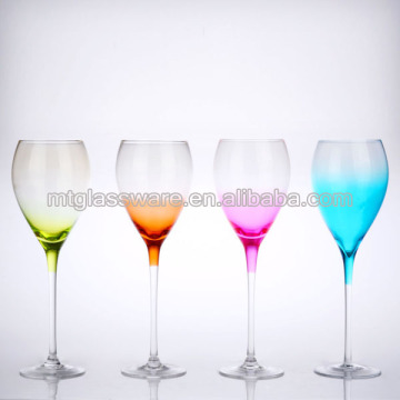 Novelty painted light 4 colored decorative white wine glass