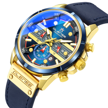 Hot Selling Original Brand Men's Watches: OLENSE 9001M-1 Quartz Genuine Leather Watch