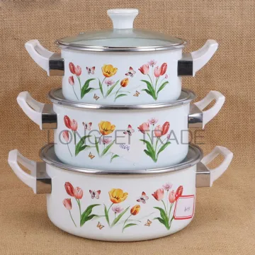 16/18/20cm 3PCS Set Cookware Turkey Style Enamel Pot Enamel Casserole Sets