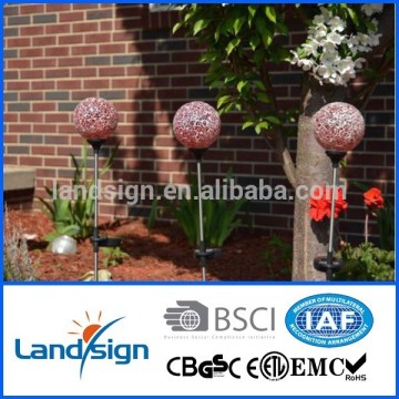 Solar Mosaic Crackle Glass Ball Multi-Color Change Garden Stake Yard LED Light