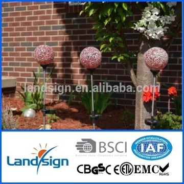 Solar Mosaic Crackle Glass Ball Multi-Color Change Garden Stake Yard LED Light