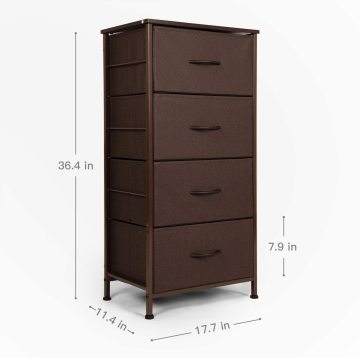 Faltbarer Stoffschubladen -Turm - 4 Schubladenkommoden Organizer für Schlafzimmer, Schrank, Flur und Wohnzimmer