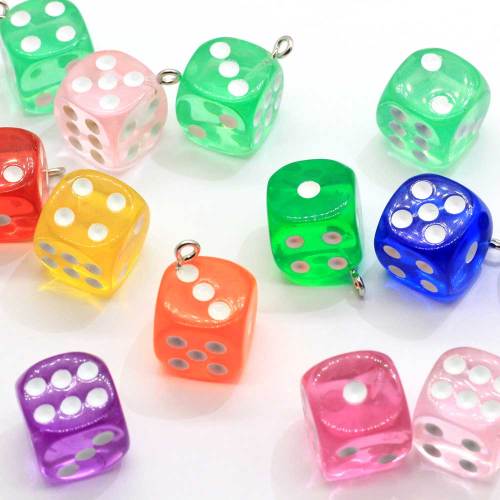 3D Dice Miniature Figurines Transparent Dice Resin Charms For DIY Earring Pendants Making Accessories Charms 14mm