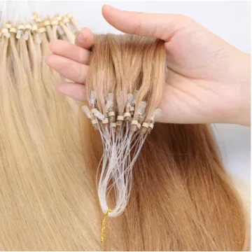 Remy Hair Extensions Human Hair Blonde Highlights Ash Blonde and Bleach Blonde Balayage Micro Ring Bead Loop Hair Extensions