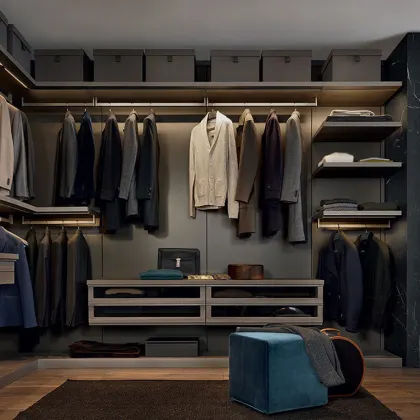 MOONTOP Modern Wooden Walk-in Closet System - Bedroom Furniture Wardrobe Closet