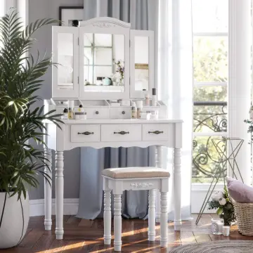 Modern Dresser Bedroom Makeup Table With Folding Mirror
