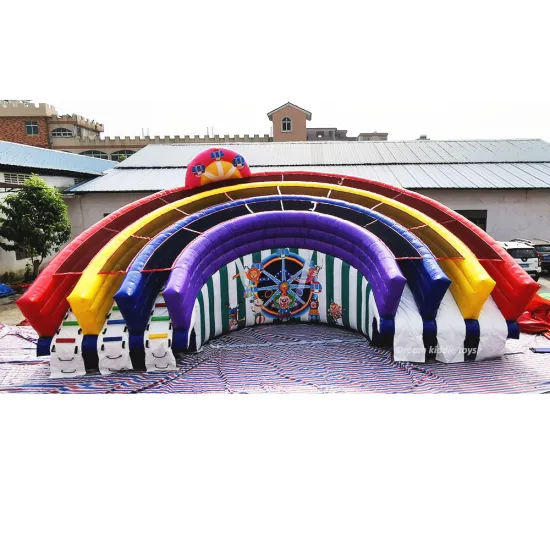 Outdoor Rainbow Inflatable Water Slide Aqua Park with Commercial Jumping Castles and Inflatable Pool for Kids