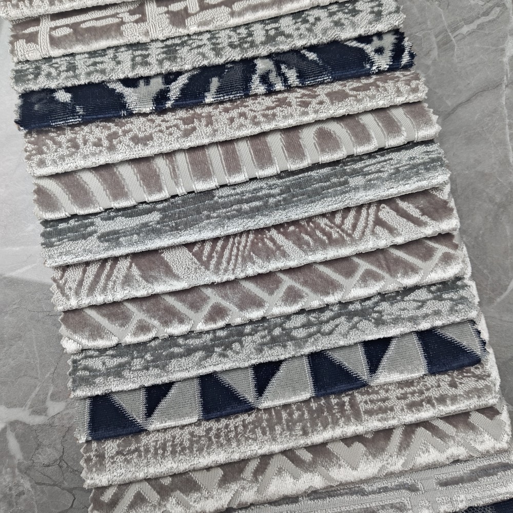 Multi-patterned Geometric Modern Velvet Upholstery Fabric