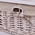 Wicker Basket White Nightstand 3 Tiers 1 Drawer