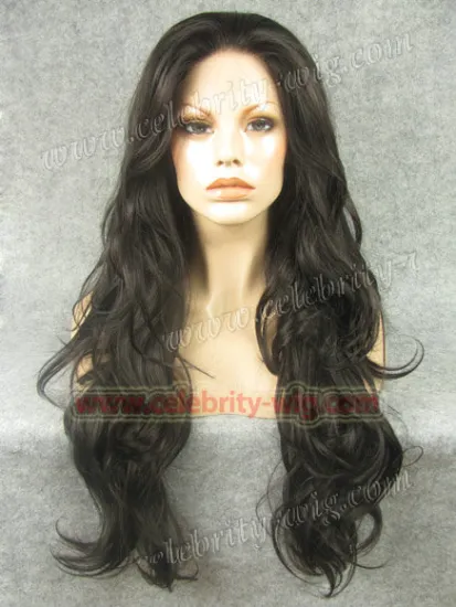 Extra Long Dark Brown Curly Synthetic Lace Front Wig Haifa Wehbe Wig