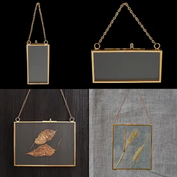 2Pcs Double Sided Glass Hanging Picture Photo Frame Flower Plant Display Frames