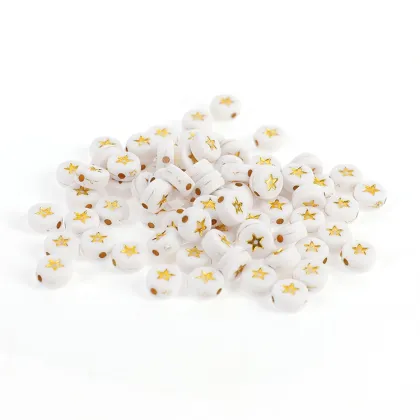 700pcs White Acrylic Gold Star Shape Star Beads